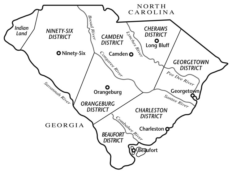 South Carolina Districts 1769-1784 Map