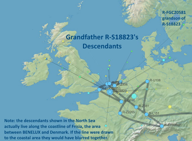 MAP - SNP R-S18823 and grandson SNP R-FGC20581