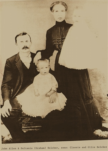 Belcher - John Allen with wife Sultania Graham Belcher and sons Clossie and Ollie Belcher - circa 1906