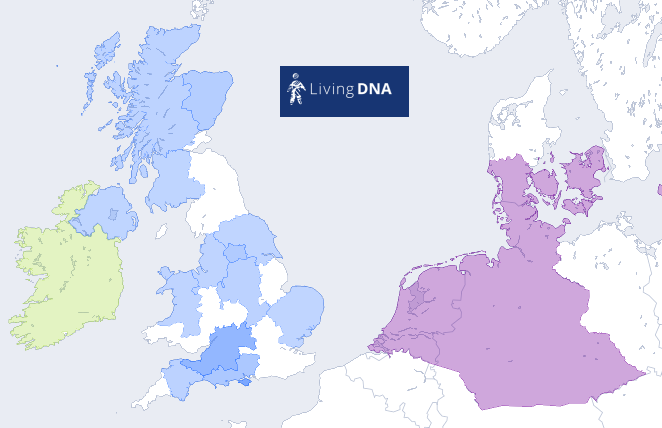 LivingDNA.com 2022 analysis of atDNA for William Golden (b1956). This DNA map is based primarily upon chromosomal atDNA as well as the presence of SNPs. This model is very similar to Ancestry.com's 2022 model,which is focused on 'genealogy' not deep ancestral origins.