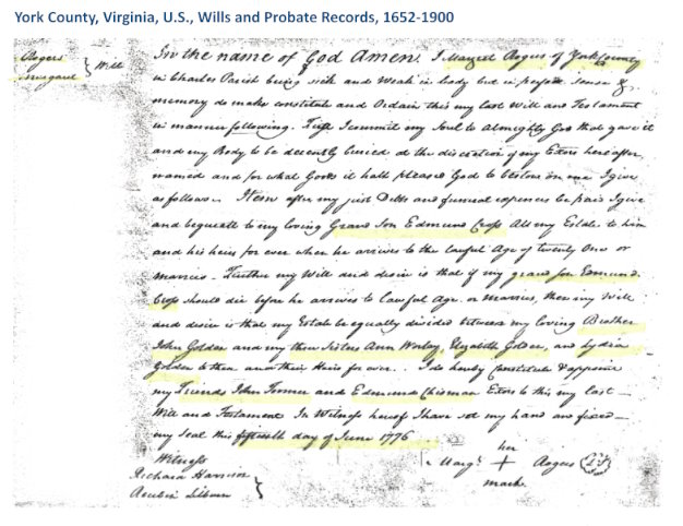 Last Will and Testament of Margaret J Golden Rogers 15 Jun 1776 Charles Parish York County Virginia