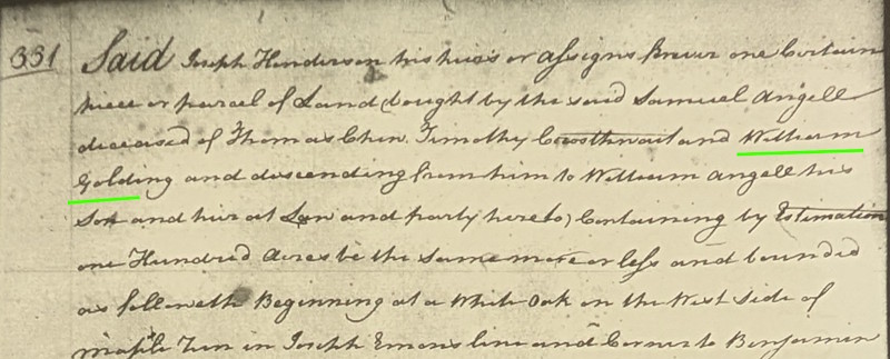 William Golding Culpeper Virginia Deed Book G, 1773-1775